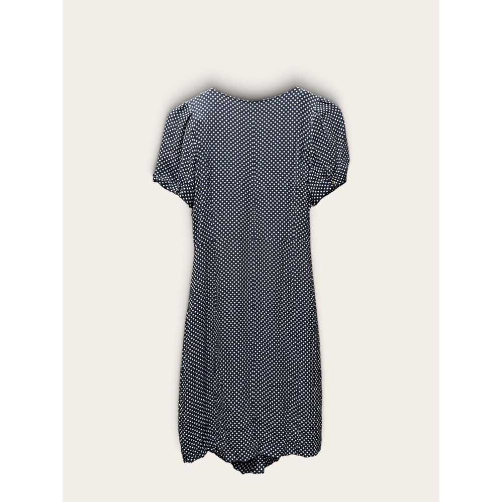 Maeve Anthropologie Navy Blue Polka Dot Button Front Puff Sleeve Mini Dress 10 - Picture 2 of 4